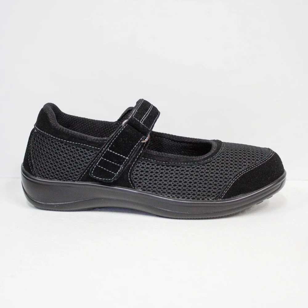 OrthoFeet Shoes | OrthoFeet Chattanooga Mary Jane Black Mesh Suede Comfort Shoes
